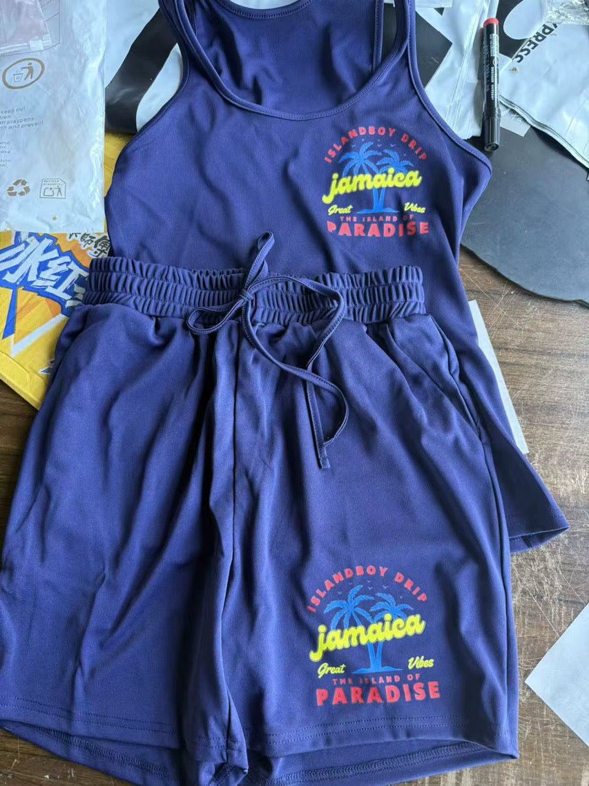 Women Crop Top Two Piece Shorts