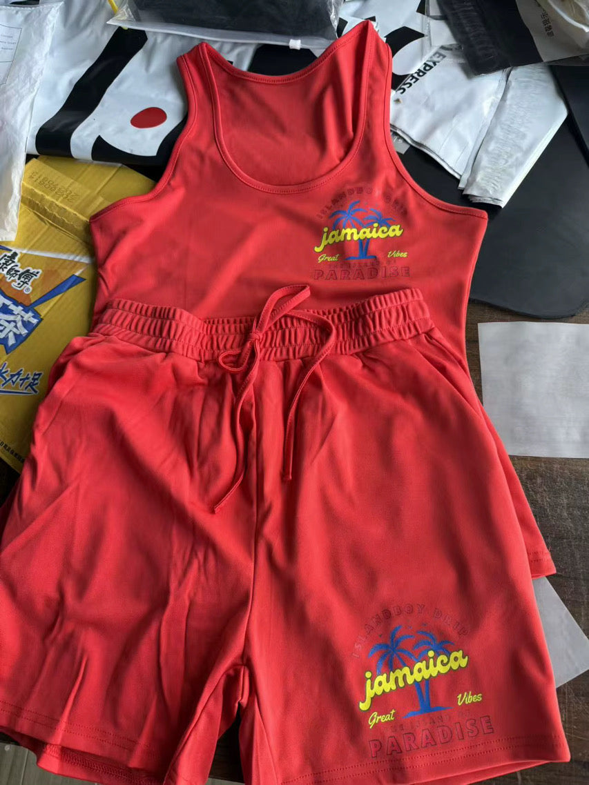 Women Crop Top Two Piece Shorts
