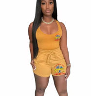 Women Crop Top Two Piece Shorts